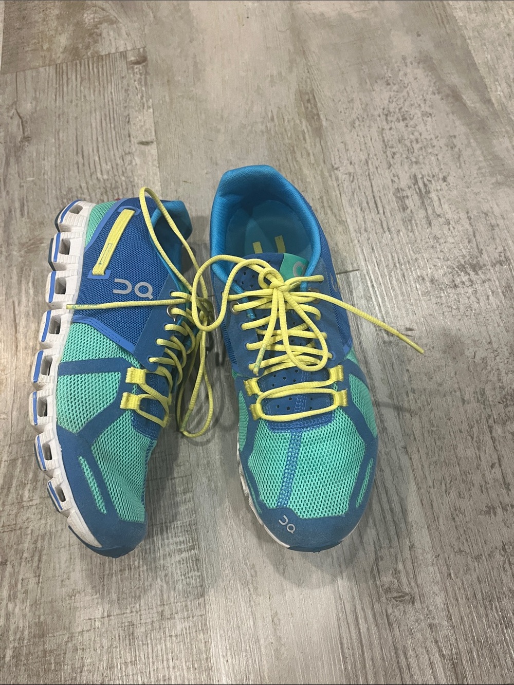On Running Kids Sneakers in Teal, Blue & Yellow